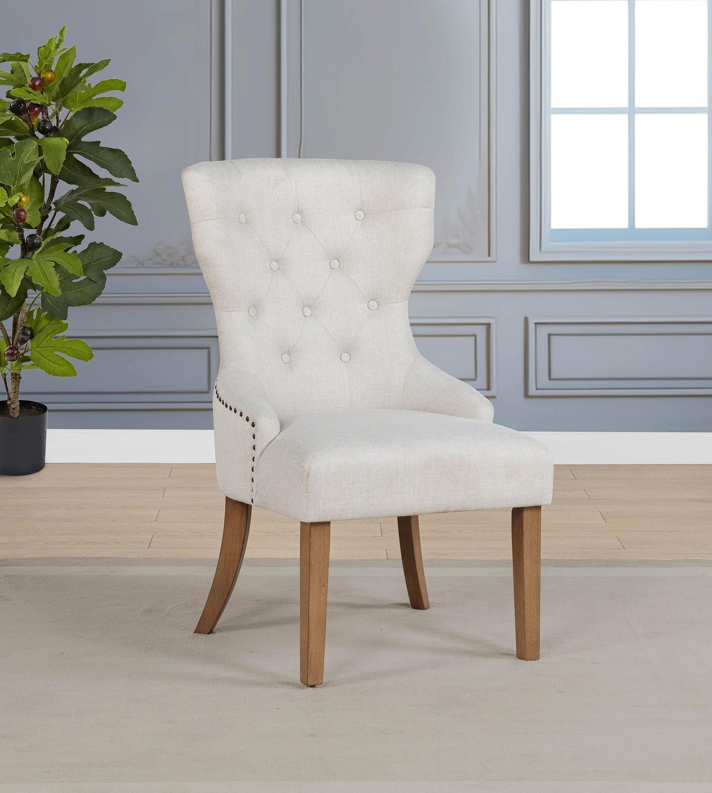 Baney Side Chair - Beige / Rustic Grey