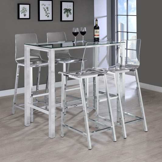 Tolbert Bar Table 5-Piece Set in Chrome - Coaster Furniture