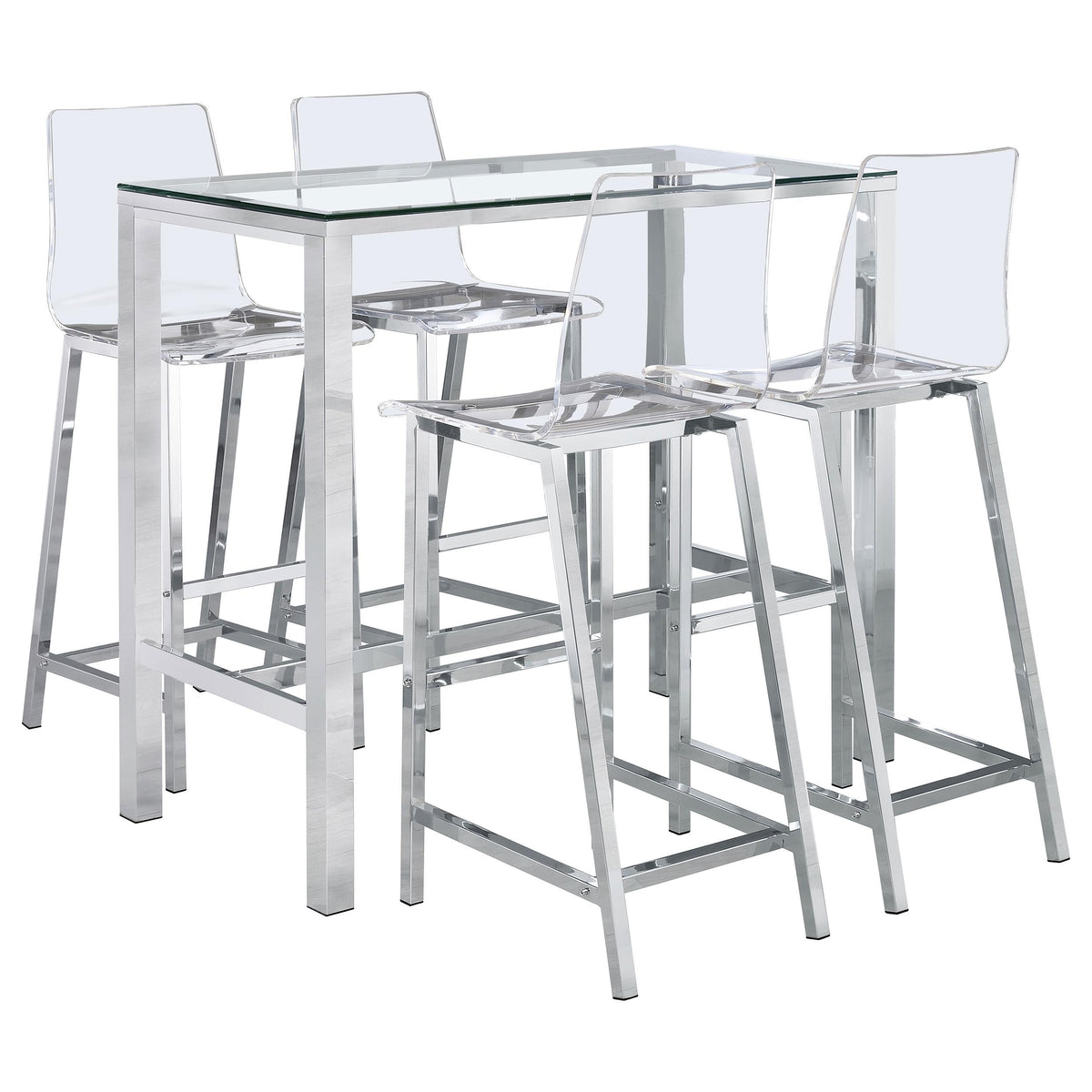 Tolbert Bar Table 5-Piece Set in Chrome - Coaster Furniture