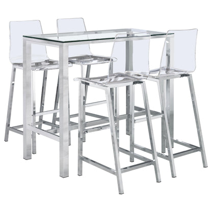 Tolbert Bar Table 5-Piece Set in Chrome - Coaster Furniture