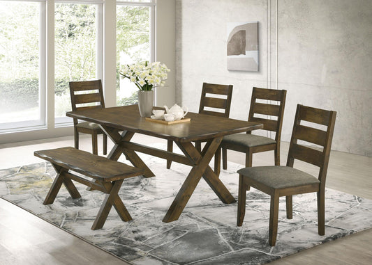 Alston 6-Piece Dining Set in Knotty Nutmeg - Coaster Furniture