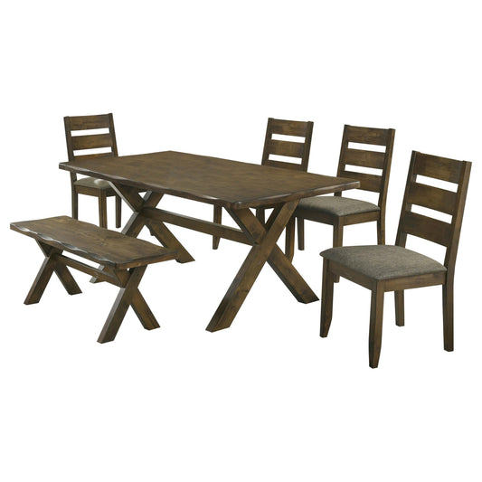 Alston 6-Piece Dining Set in Knotty Nutmeg - Coaster Furniture