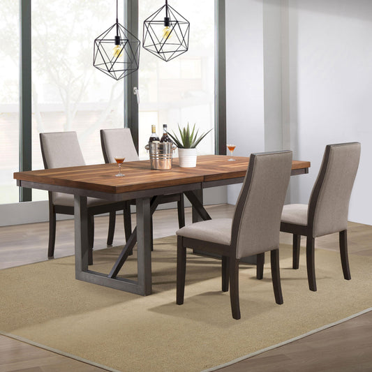 Spring Creek Dining Set in Natural Walnut / Chocolate - Coaster Furniture