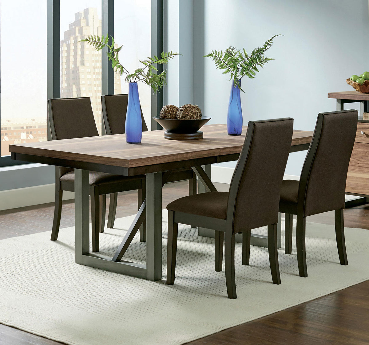 Spring Creek Dining Set in Natural Walnut / Chocolate - Coaster Furniture