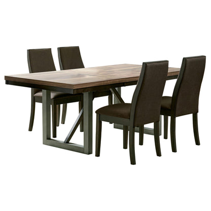 Spring Creek Dining Set in Natural Walnut / Chocolate - Coaster Furniture