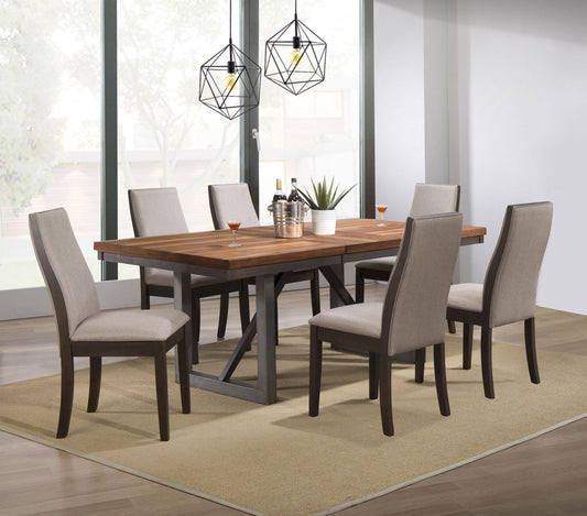 Spring Creek Dining Set in Natural Walnut / Chocolate - Coaster Furniture