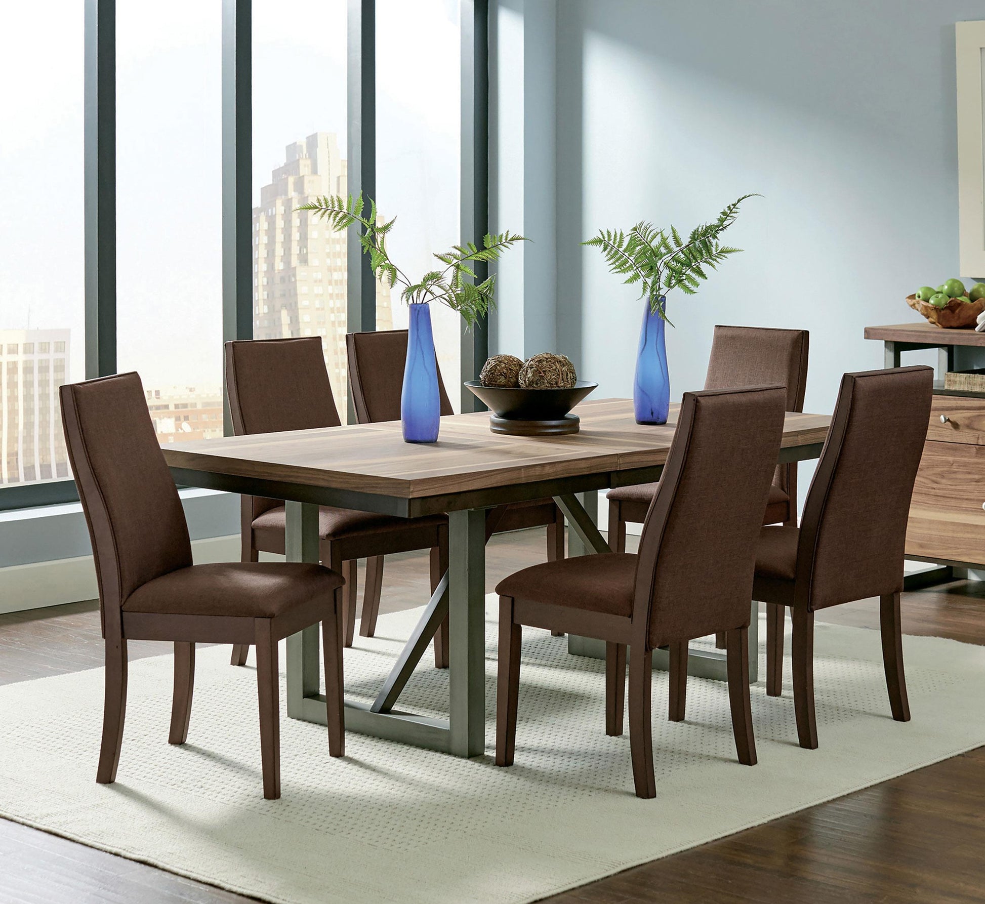 Spring Creek Dining Set in Natural Walnut / Chocolate - Coaster Furniture