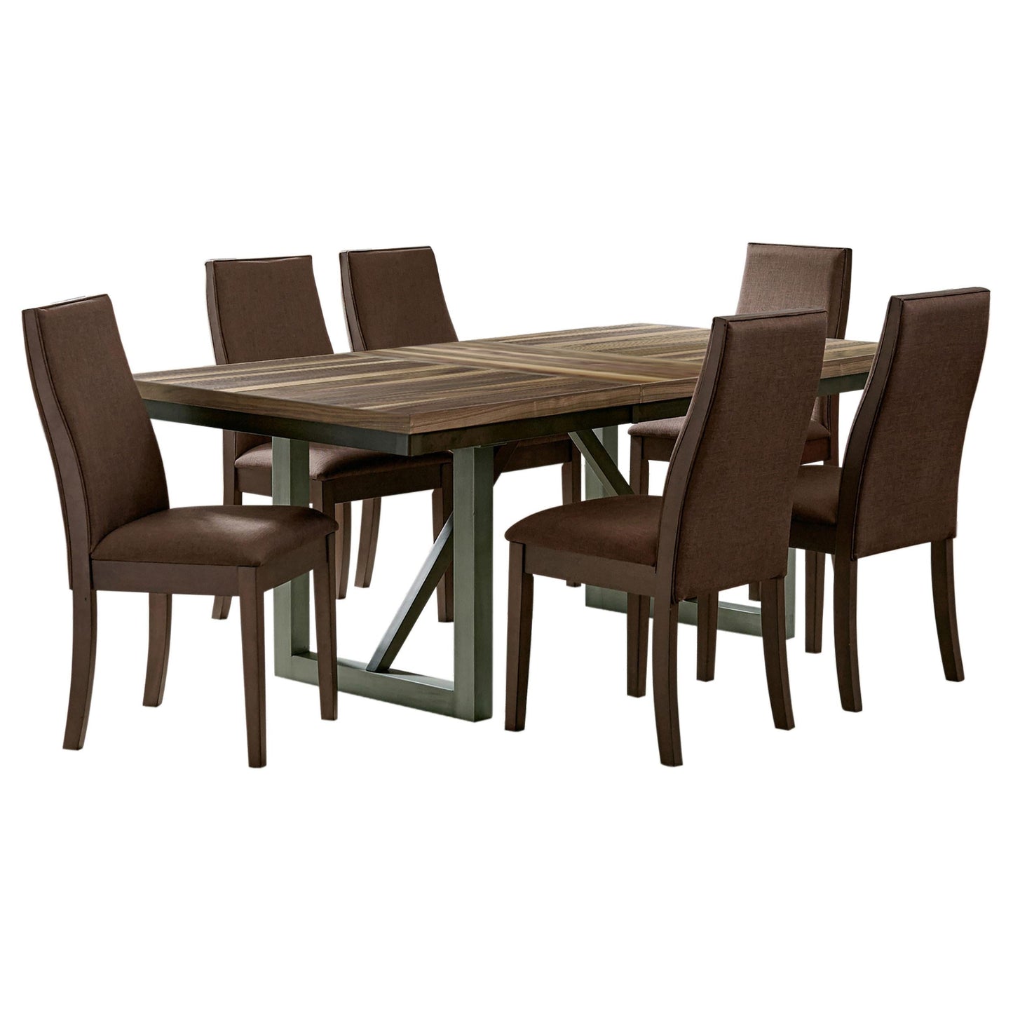 Spring Creek Dining Set in Natural Walnut / Chocolate - Coaster Furniture