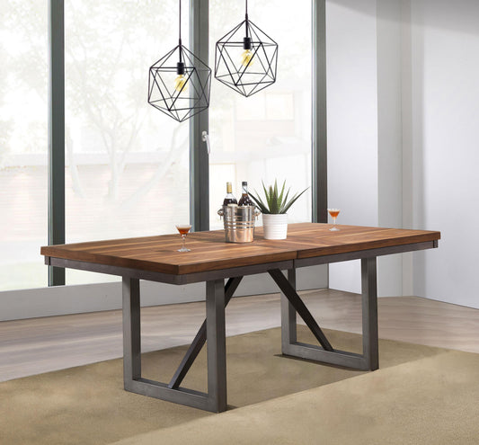 Spring Creek Dining Table in Natural Walnut / Chocolate - Coaster Furniture
