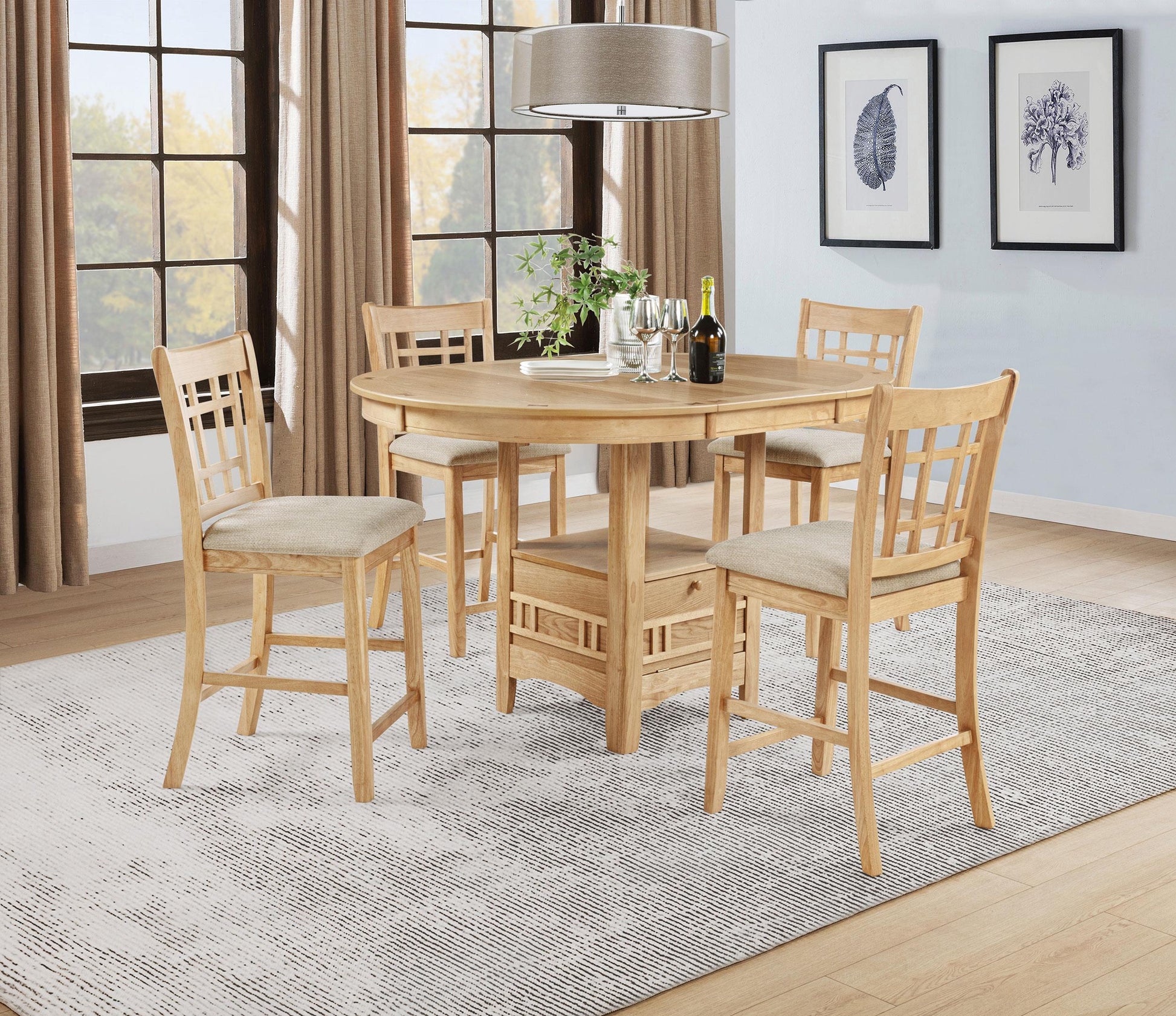 Lavon Counter Height Dining Set - Light Oak
