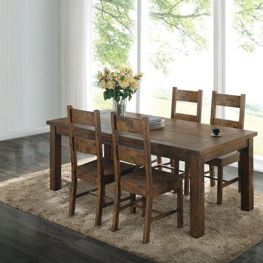 Coleman 5-Piece Dining Set in Rustic Golden Brown - Coaster Furniture