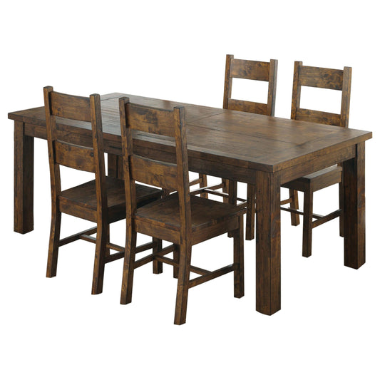 Coleman 5-Piece Dining Set in Rustic Golden Brown - Coaster Furniture