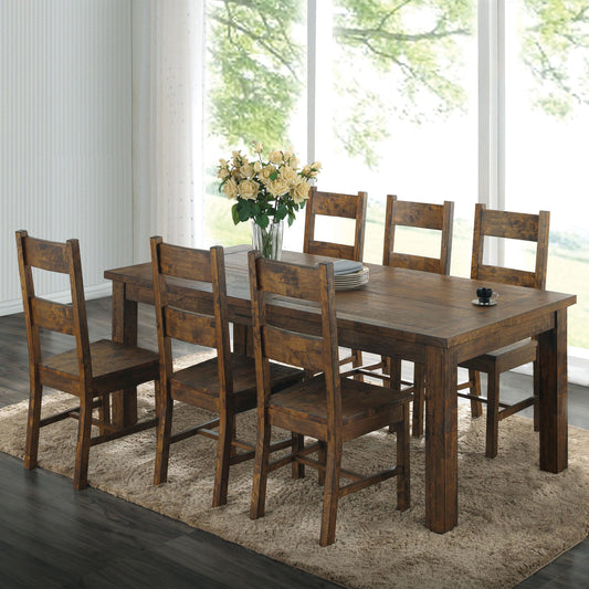 Coleman 7-Piece Dining Set in Rustic Golden Brown - Coaster Furniture