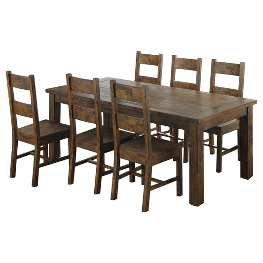 Coleman 7-Piece Dining Set in Rustic Golden Brown - Coaster Furniture