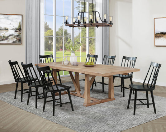 Middleton Dining Table 9-Piece Set in Natural / Black - Coaster Furniture