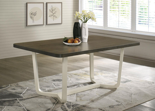 Biloxi Dining Table in Greyish Brown / Distressed White - Coaster Furniture