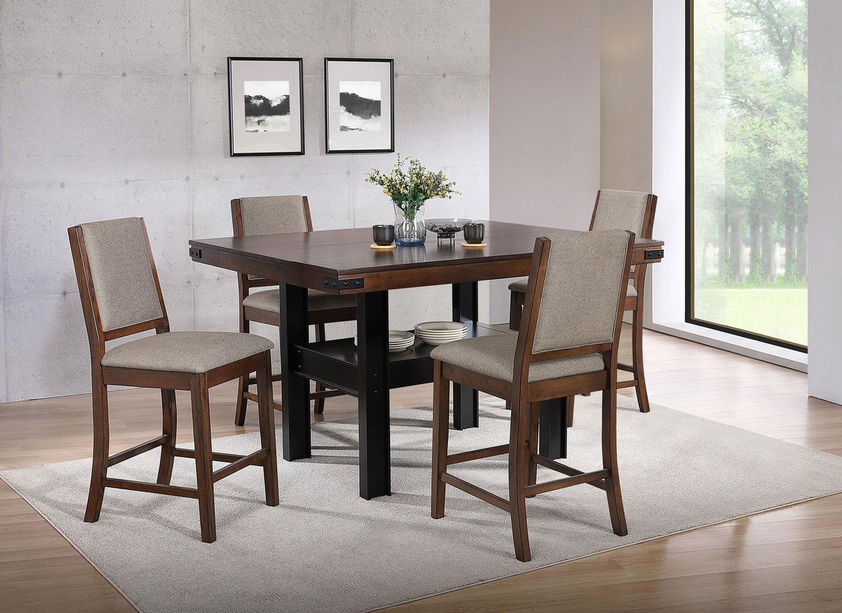Patterson 5-Piece Counter Ht Dining Set in Mango Oak / Black - Coaster Furniture