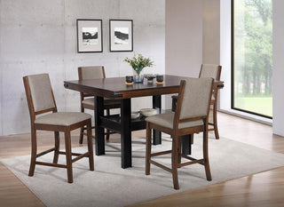 Patterson 5-Piece Counter Ht Dining Set in Mango Oak / Black - Coaster Furniture