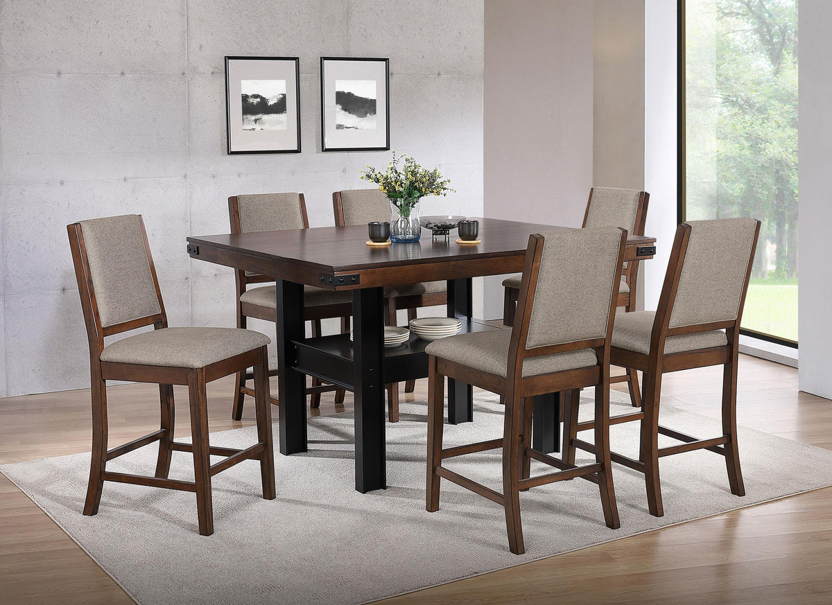 Patterson 7-Piece Counter Ht Dining Set in Mango Oak / Black - Coaster Furniture