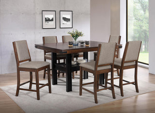 Patterson 7-Piece Counter Ht Dining Set in Mango Oak / Black - Coaster Furniture