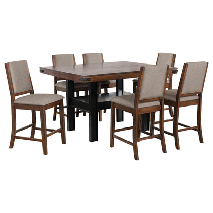 Patterson 7-Piece Counter Ht Dining Set in Mango Oak / Black - Coaster Furniture