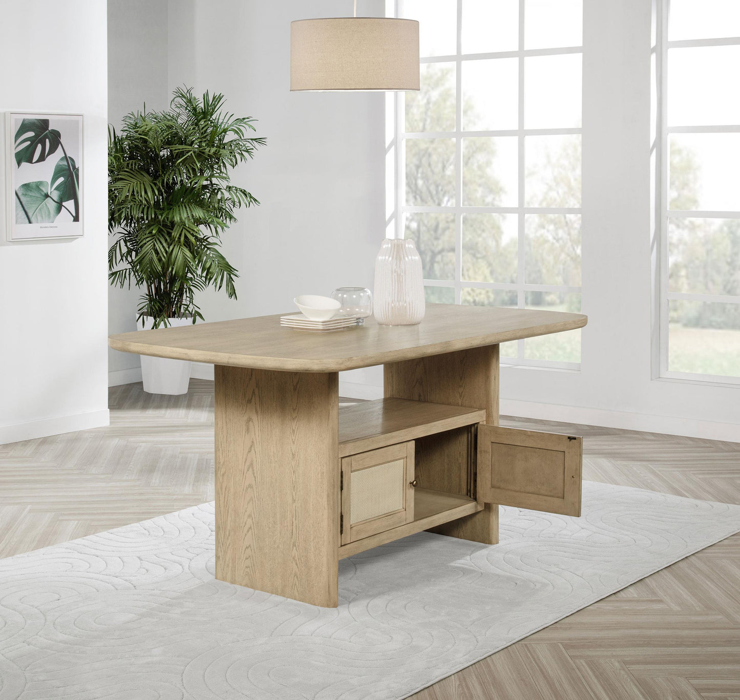 Kailani Counter Height Dining Table in Beige Oak - Coaster Furniture