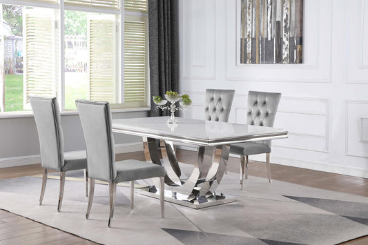 Kerwin Dining Set in White Marble - Coaster Furniture