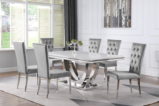 Kerwin Dining Set in White Marble - Coaster Furniture