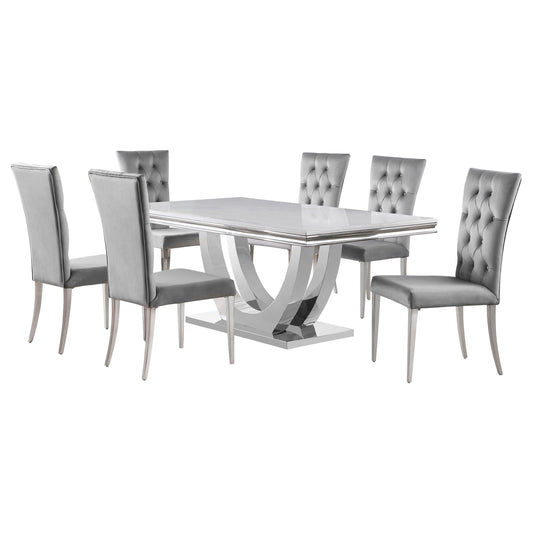Kerwin Dining Set in White Marble - Coaster Furniture