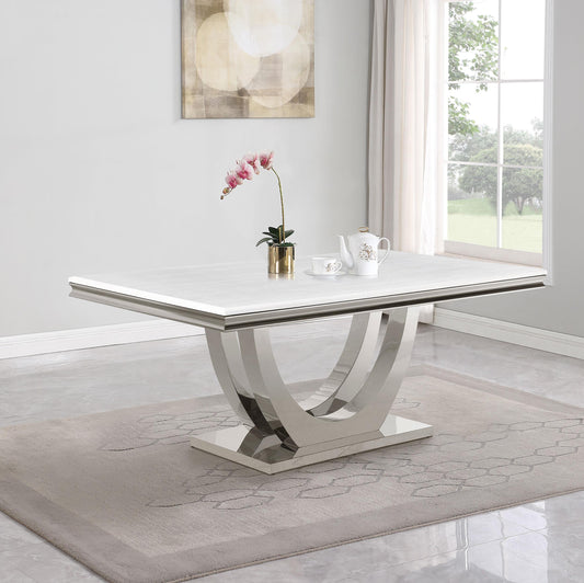 Kerwin Dining Table in White Marble - Coaster Furniture