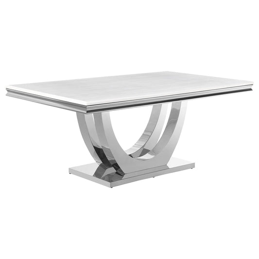 Kerwin Dining Table in White Marble - Coaster Furniture