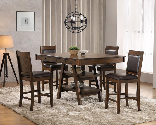 Dewey 5-Piece C.Ht Dining Set in Walnut - Coaster Furniture
