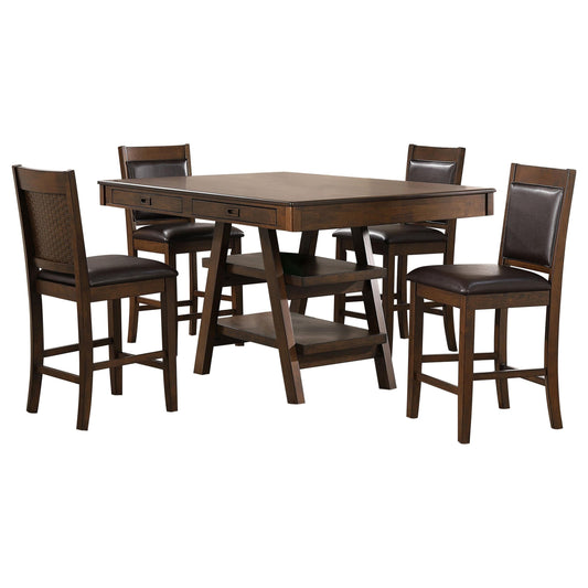Dewey 5-Piece C.Ht Dining Set in Walnut - Coaster Furniture