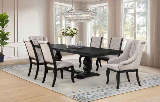 Phelps Dining Set in Tan / Distressed Noir - Coaster Furniture