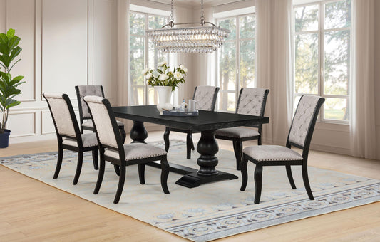 Phelps Dining Set in Tan / Distressed Noir - Coaster Furniture