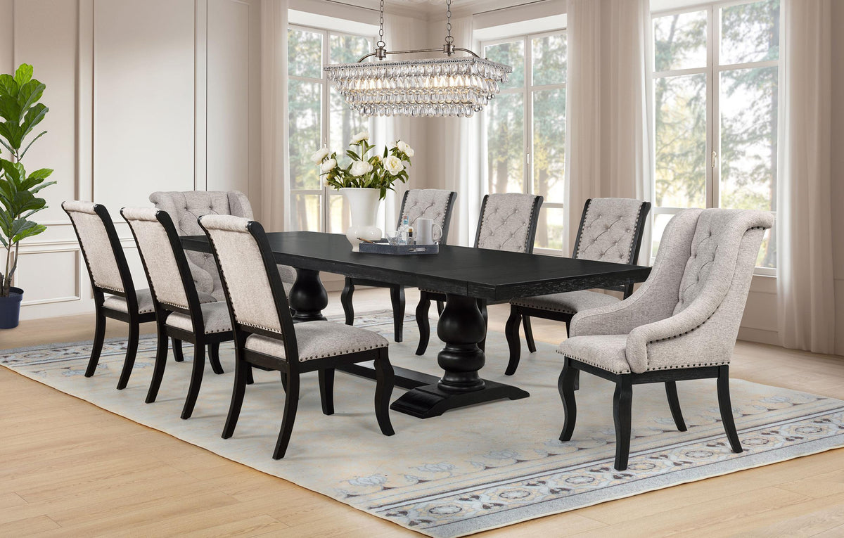 Phelps Dining Set in Tan / Distressed Noir - Coaster Furniture