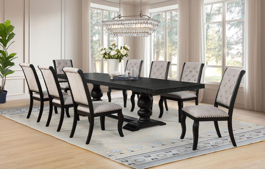 Phelps Dining Set in Tan / Distressed Noir - Coaster Furniture