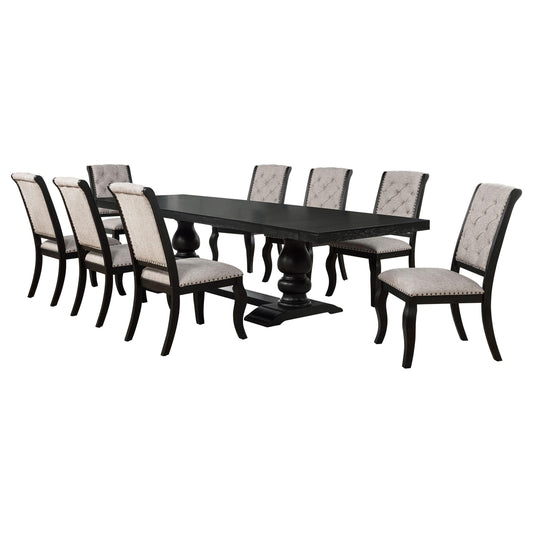 Phelps Dining Set in Tan / Distressed Noir - Coaster Furniture