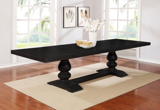Phelps Dining Table in Tan / Distressed Noir - Coaster Furniture