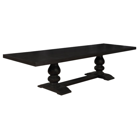 Phelps Dining Table in Tan / Distressed Noir - Coaster Furniture