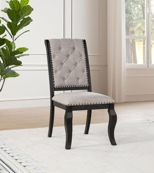 Phelps Side Chair in Tan / Distressed Noir - Coaster Furniture