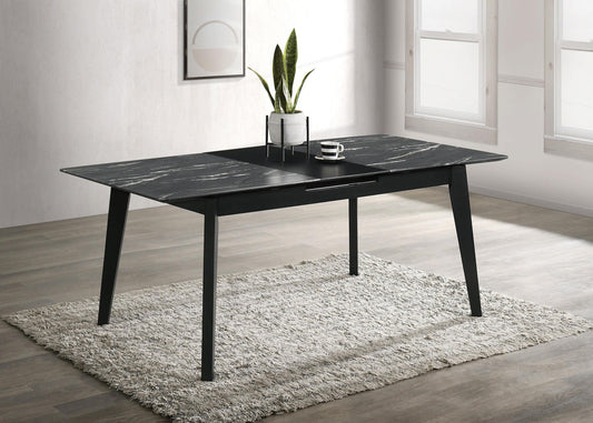 Crestmont Dining Table in Black Faux Marble - Coaster Furniture