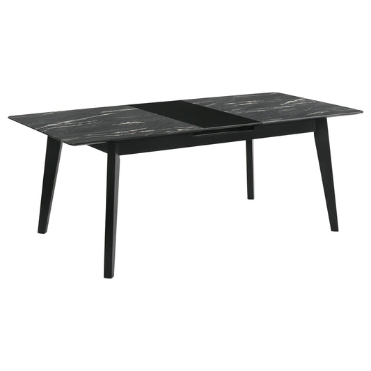 Crestmont Dining Table in Black Faux Marble - Coaster Furniture