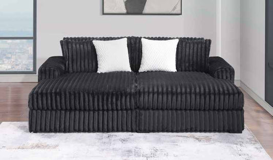 3820-2F Black 2pc Secional Living Room Set