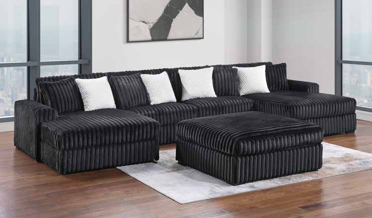 3820-4C Black Modular 4pc Secional Living Room Set