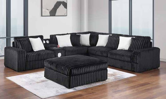 3820-6B Black Modular 6pc Secional Living Room Set