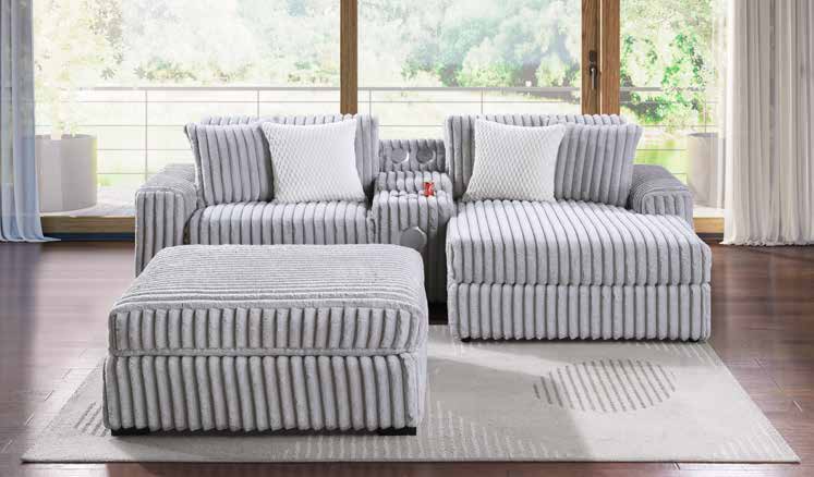3823-3E Light Grey Modular 3pc Secional Living Room Set