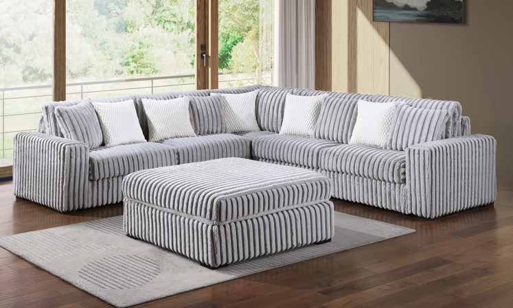 3823-5B Light Grey Modular 5pc Secional Living Room Set