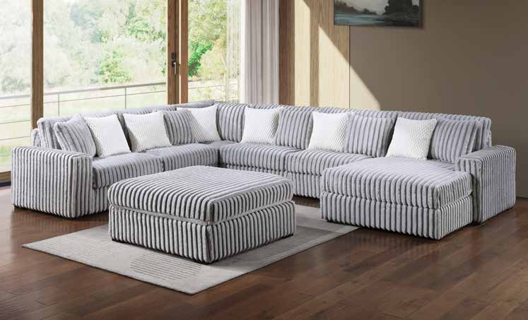 3823-6A Light Grey Modular 6pc Secional Living Room Set