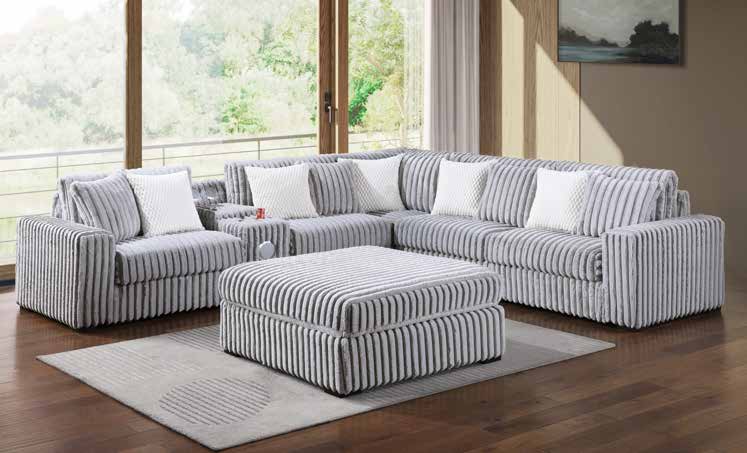 3823-6B Light Grey Modular 6pc Secional Living Room Set
